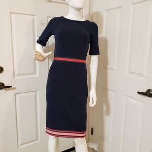 Boden Kaia Ottoman Elegant Navy Red Green Dress Size 2